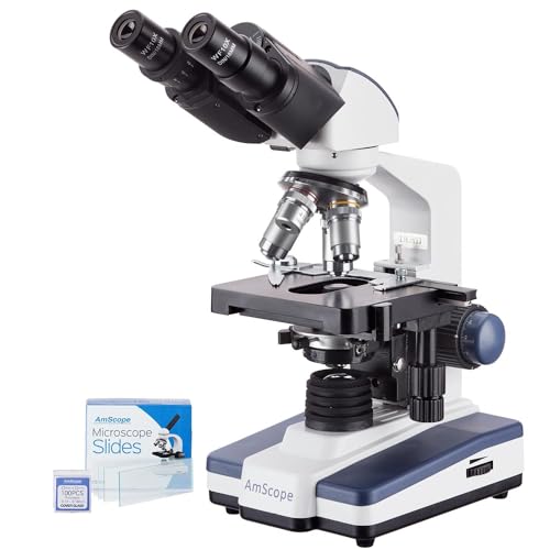 Image of AmScope - 40X-2500X LED Lab Binocular Compound Microscope with 3D-Stage + 50pc Blank Slides + 100 Coverslips - B120C-50P100S