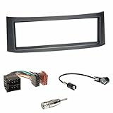  Einbauset : Autoradio 1-DIN Blende Einbaurahmen Radioblende anthrazit + ISO Radio Verlängerung KFZ Kabel Adapter Radioadapter + Antennenadapter für Smart Roadster (BR 452) 04/2003 - 11/2005