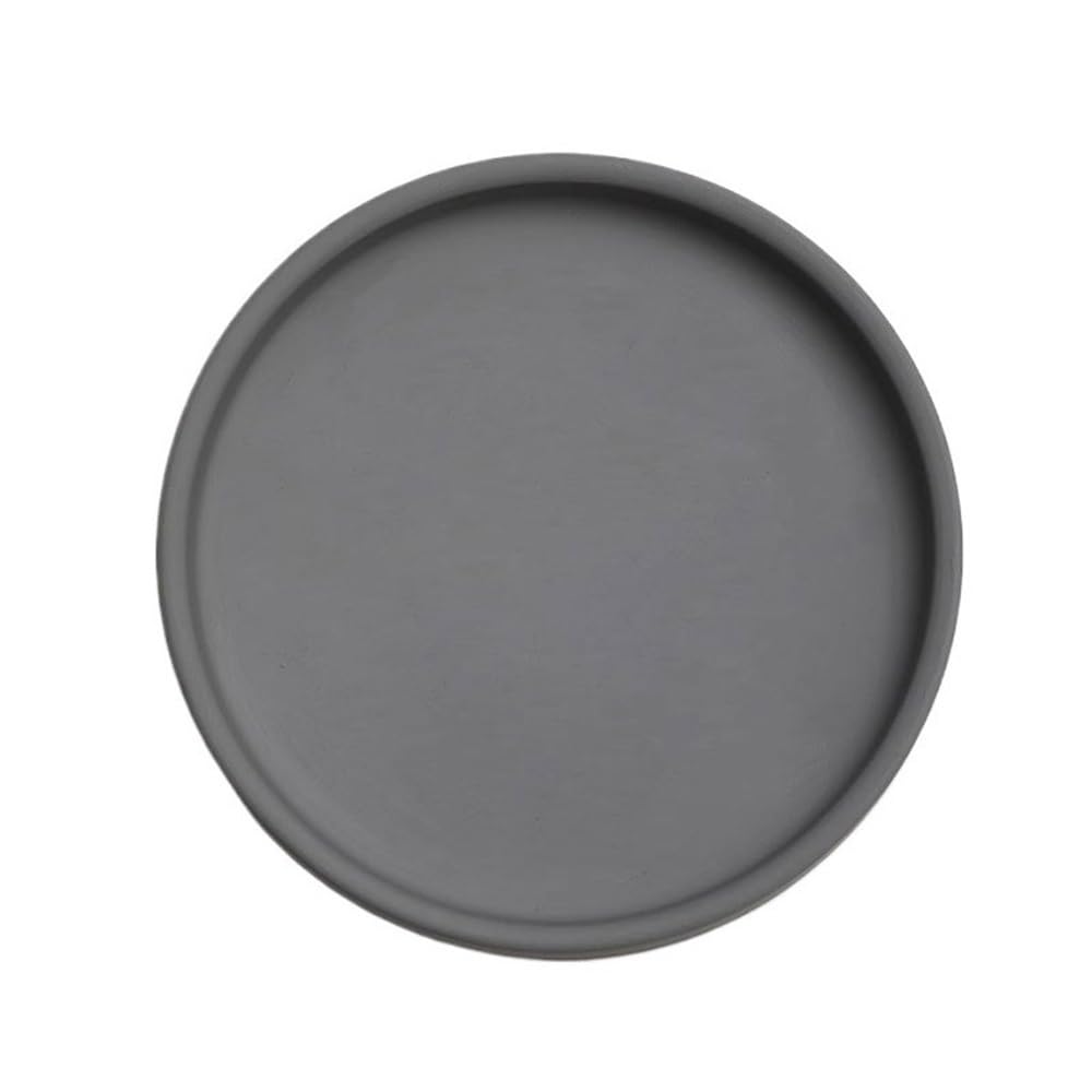 Sottovaso rotondo in ceramica per interni ed esterni, per interni ed esterni, vassoio antigoccia per interni (grigio scuro, XS)