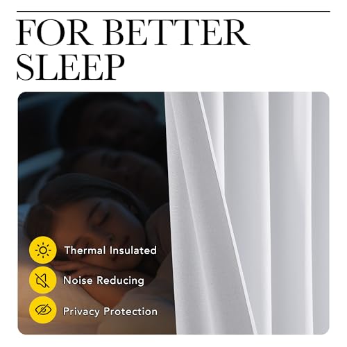 Image of NICETOWN Pure White Blackout Curtain 100 inches Wide 100% Light Blocking