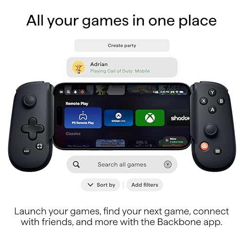 Image of BACKBONE One Mobile Gaming Controller for iPhone 14, Lightning, 1st Gen | For iPhone 14 & Older, Play Xbox, PlayStation, PC, App Games & More