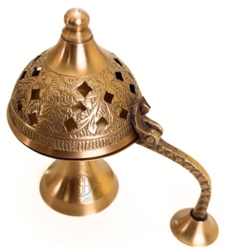 Image of DSH CRAFTING YOUR CURIOSITY Dsh Home Purifying Brass Dhuna Loban Burner Dhooni Dhoop Dani Dhuni Brass Table Dhoop Dani Incense Burner for Loban. (Small)