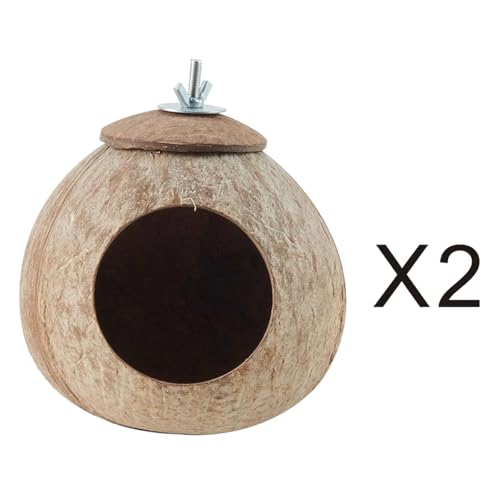 Image of Bird Nest for Cage Natural Coconut Shell Birds House 2 Pack Parakeet Hide Breeding Hut Bird Cage Accessories & Decor Hamster Toys for Parrot Lovebirds Budgies Cockatiel Conure Finch Canary