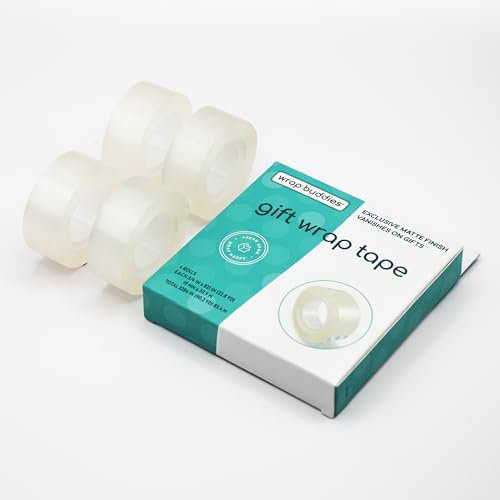 Wrap Buddies Adhesive Tape Rolls &ndash; Clear Refills for Tape Dispenser - Satin Finish for Wrapping...