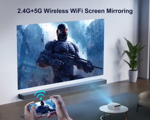 Projector With 5G Wifi & 5.2 Bluetooth, Wimius 480 Ansi Projector 4K Native 1080P Mini Projector, Hd Video Projector Supports 4P/4D Keystone & 50% Zoom, For Hdmi, Vga, Usb, Laptop, Ios & Android Phone #TOP2