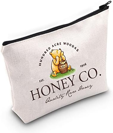TOBGBE Pooh Bear Gifts Vintage Hundred Acre Woods Honey Co Zipper Cosmetic Bag Gift Pooh Gift For Women Pooh Lover Gift (Hundred Acre)