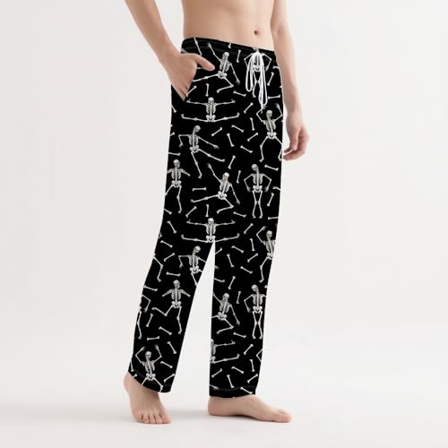 Halloween Pajama Pants for Men Fun Dancing Skeleton Pajama Pants with Pockets Drawstring Waist Soft Lounge Pants4