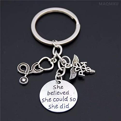 Syringe Stethoscope Keychain Key Chain Keyring Doctor Nurse Physicians Medical Student Graduation Gift Jewelry