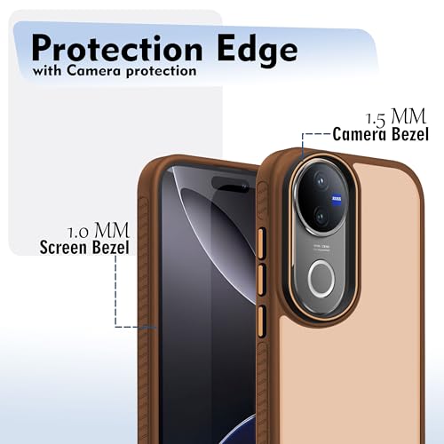 Image of V-TAN Back Cover for Vivo V50 5G Matte Finish Transparent Case, Transparent Clear, TPU, Camera Protective Shockproof Cover, Brown