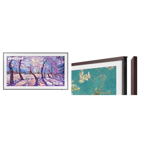 Image of SAMSUNG 32-Inch Class QLED 4K The Frame LS03C Series, Quantum HDR, Art Mode(QN32LS03CB, Model) + SAMSUNG 32 inch The Frame TV Customizable Bezel, Magnetic, 2023, VG-SCFC32BWBZA, Modern Brown