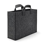 無印良品 持ち運べるフェルトファイルボックス ・約幅10×奥行32×高さ24cm ダークグレー 83847272