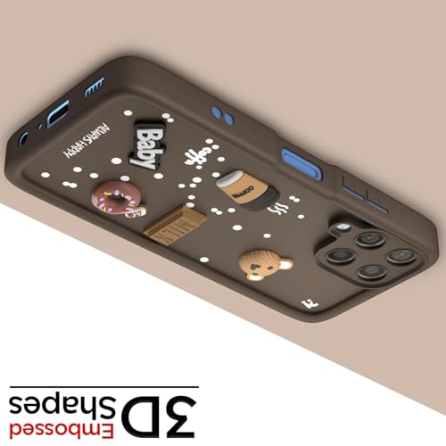 Image of Compatible for Samsung Galaxy M32 4G Cute Fun 3D Ball Cartoon Coffee Liquid Silicone Soft Case Phone Case Back Cover for Samsung Galaxy M32 4G (Brown)