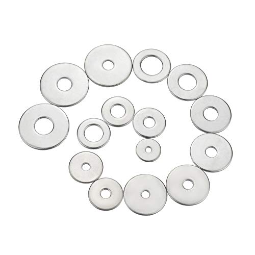 Sutemribor 304 Stainless Steel Large Fender Washer Assortment Kit 200 Pieces, 15 Sizes - M3 M4 M5 M6 M8 M10 M12