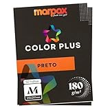 Papel Color Plus 180g A4 210x297mm Preto Marpax 50un