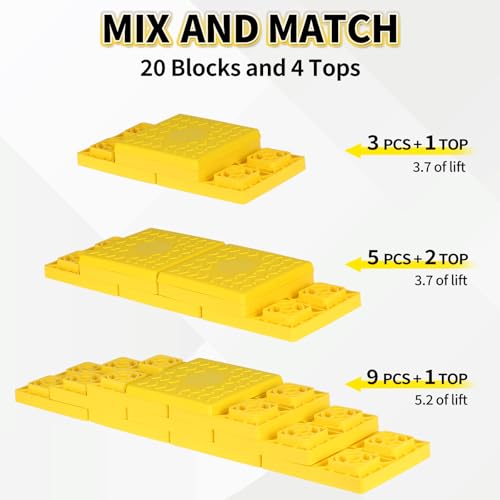 Image of OULEME 24 Pack RV Leveling Blocks, Stackable Jack Blocks, Interlocking Leveling Pads with Carrying Bag, for Camper Travel Trailer