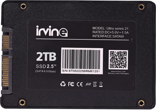 Image of Irvine 2TB 2.5'' SATA III SSD | Internal Solid State Drive | Up to 560 MB /s Read & 500 MB /s Write Speeds | Durable Storage for Laptop, Desktop & Gaming PC | 5-Year Warranty