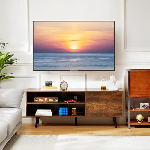 Retro TV Stand with Storage for TVs up to 70 In, Rustic Brown TV Stand for Media, Mid Century Modern TV Stand & Entertainment Center with Shlef,Wood TV Console Table for Living Room Bedroom, APRTS05V