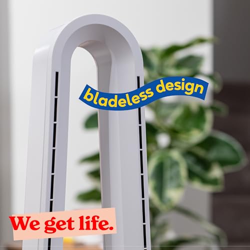 Russell Hobbs Bladeless Electric Heater & Cooling Fan 2000W with Remote Control in White, 10 Fan Speeds & 4 Modes, Hot & Cool with Touch Control and LED Display, 8-hour Timer, RHBHC2030W