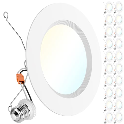 Sunco 20 Pack 6 Inch LED Recessed Light Retrofit, Can Lights for Ceiling, 1700 LM High Brightness, Selectable CCT 2700K/3000K/4000K/5000K/6000K, 17W=120W, Dimmable, Baffle Trim, Damp Rated UL by Sunco Lighting - Used condition - US$75.59