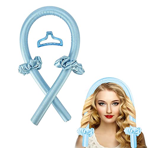 Bigodino Lungo per Boccoli,Heatless Hair Curler,Riccioli Senza Calore,Flessibili Curlers,antiscivolo Bigodini per capelli senza calore,Con Fermaglio per Capelli,per Capelli Lunghi Medi(Blu)