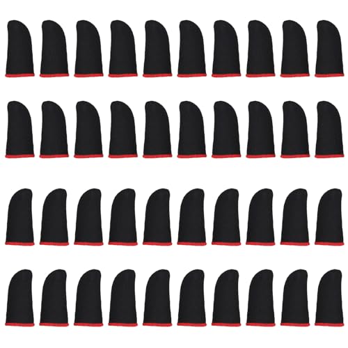 40 Pcs Gaming Finger Sleeves - Ultra-Thin Seamless Thumb Guards for Mobile Gaming, Carbon Fiber Breathable & Sweatproof, Touch-Sensitive Compatible with All iOS/Android Phones (Red)