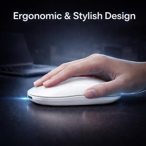 Image of ANT Globe 40 Dual-Mode Wireless Mouse| BT 5.0 /3.0 & 2.4GHz USB Optical Mouse | 1600 DPI Adjustable, 500mAh Rechargeable Battery, 3-Button Silent Click | Slim Mouse for Laptop, PC, Mac, Android White