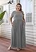 Nemidor Plus Size Maxi Dresses for Curvy Women Summer Casual Loose Short Sleeve Long Beach Dress with Pocket(149,26,Grey)