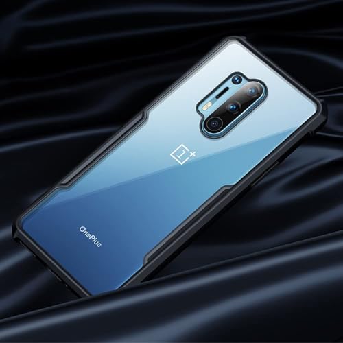 Image of WOW IMAGINE Shock Proof Clear Protective Back Case for OnePlus 8 Pro - AirEDGE Technology | 360 Degree Camera Protection | Transparent Hybrid Back Case Mobile Cover for OnePlus 8 Pro - Black