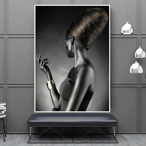 Art africain noir affiche peinture femme nue décoration salon 35x50