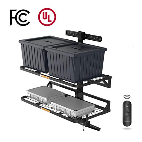 FLEXIMOUNTS HandyJack Motorized Lift Storage Wall Shelves Remote Control, Electric Height Adjustable Garage