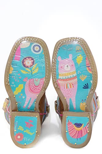 Tin Haul Girls' Llama Queen Serape Western Boot Square Toe Brown 7 D(M) US3