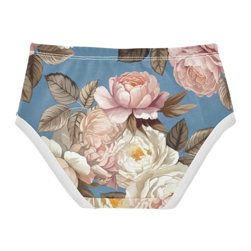 Pink White Floral Peony Rose Blue Toddler Underwear Custom 2t Cotton Panties Little Girl Funny Kids Briefs Undies2