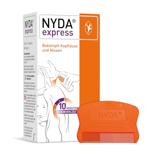 NYDA Express Läusemittel: Effektives Läusespray und Läusekamm gegen Läuse & Nissen, rasche Behandlung in 10 Min, gute Verträglichkeit, physikalisch wirksam