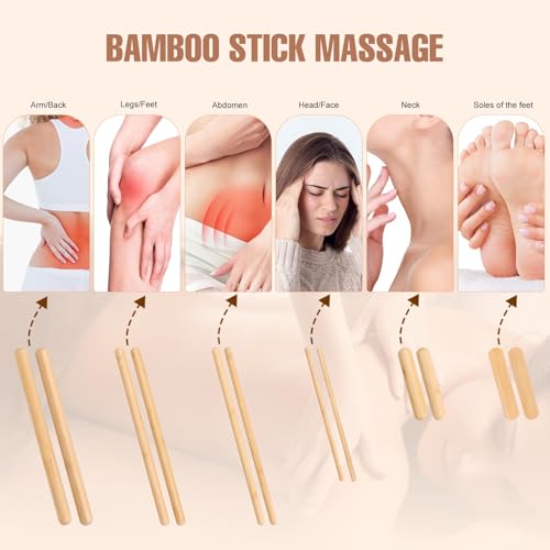 OnVisit Hot Bamboo Massage Sticks Warmer Kit,12pcs Solid Bamboo Sticks for SPA,Portable Stone Massage Heater with Temperature Control/Heating Time for Home/Travel Spa Warming Therapy Relaxing - Thumbnail 6