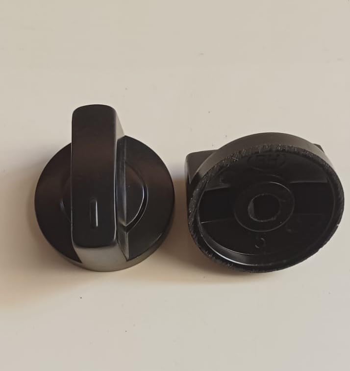Image of Universal fit Knob for Gas Stove Replacement Parts | Long Lasting, Smooth Operation, Premium PVC On-Off Push Type 8 MM Spindle Black Knob for All Sleek Slim Modal Gas Stov (P1, Pack of 2)
