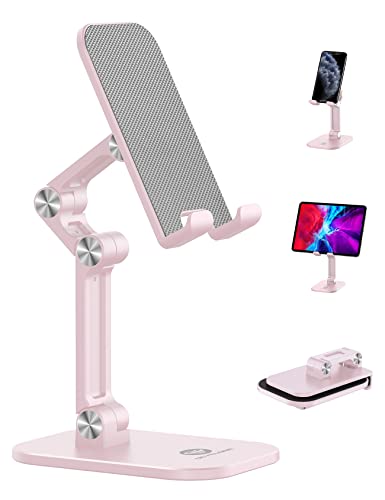 OCYCLONE Phone Stand, Adjustable Height and Angle Foldable Cell Phone Stand Holder for Desk, Taller iPhone Stand Compatible with 4.7