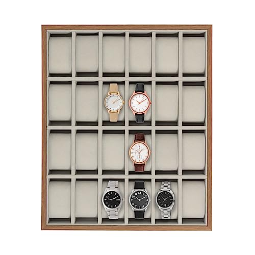 YESTAIM Caja de reloj para 24 relojes, caja de almacenamiento para hombre con cerradura de metal y llave extraíble, idea de regalo para exhibiciones de tiendas y decoración del hogar