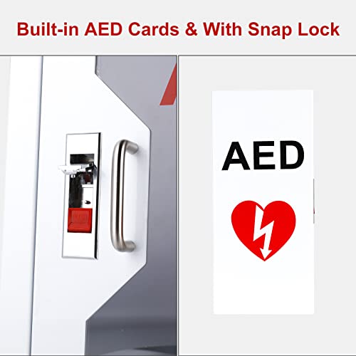 Aed Defibrillator Wall Mount Storage Cabinet, Cmxikj Stainless Steel Aed Cabinet With Snap Lock, Fits All Brands Cardiac Science For Home, Office, Hospital And Public Places, 14.1 X 7 X 15.7 Inch #TOP3