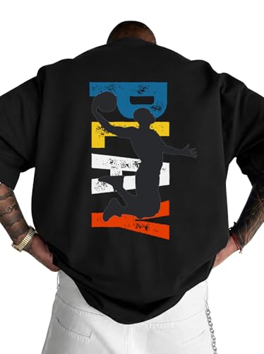 Image of Men's Oversized Round Neck Cotton Printed Gym T-Shirt for Men | Premium Soft Cotton Casual Loose Fit Half Sleeve Plain Tee Shirt