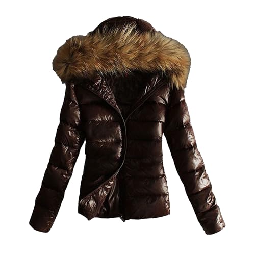 Veste de neige isolée pour femmes manteau d'hiver en cuir à capuche fourrure