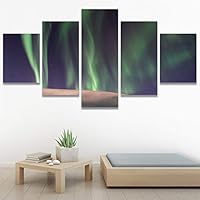 SIGNWIN 5 Panel Canvas Wall Art Astronomy & Space Contemporary Cosmic Dramatic Green Group Photography Realism Ultra for Home Decorations Ready to Hang - 60