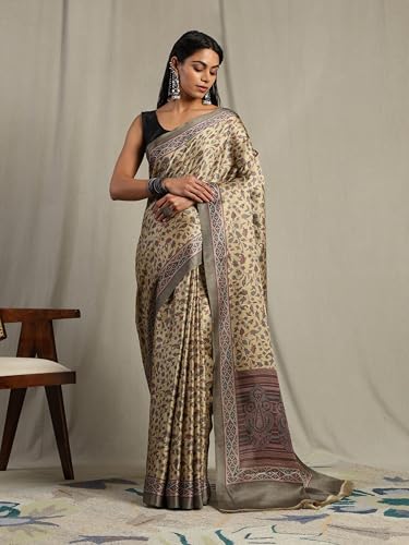 Image of Garden Vareli Pashmina Saree With Unstitched Blouse Piece