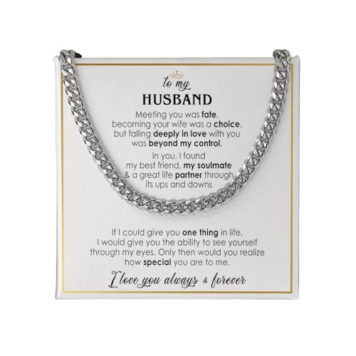 Gifts For Him Husband Sentimental Gifts From Wife, Cuban Link Chain, Men Necklace For Birthday, Christmas, Valentines Day