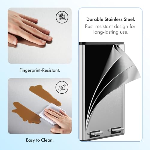 Image of VonHaus Double Recycling Bin 60L for Kitchen - Stainless Steel Recycling Bin with Two Compartments - 2 x 30L Removeable Inner Bins Dual Waste Bin with Pedal Feet - Dual Recycling Bin for Kitchen