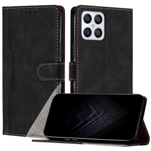 Netany Funda para Huawei Honor X8 4G, Funda Libro de Cuero con Ranura Cierre Magnético Soporte Plegable Carcasa Protectora (Negro)