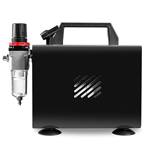 Pointzero 1/5 Hp Airbrush Compressor With Regulator, Gauge, Water Trap, And Cover With Holder - Quiet Portable Air Pump #TOP2