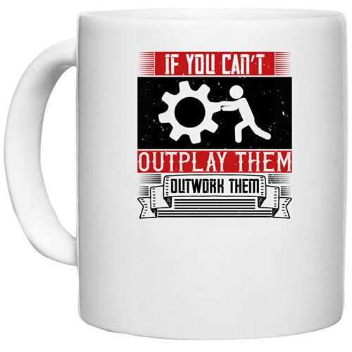 UDNAG White Ceramic Coffee/Tea Mug 'Team Coach | If You can’t outplay Them, Outwork Them' Perfect for Gifting [330ml]