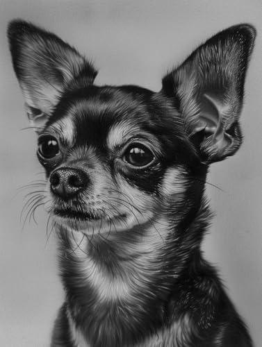 Broderie diamant 5D Chihuahua noir kit complet anti-stress