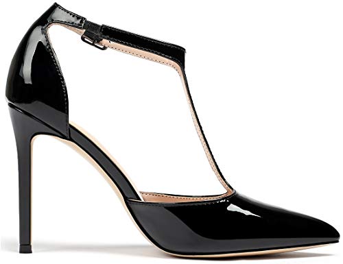 Mettesally Women's High Heels Pointed Toe T-Strap Pumps Ankle Strap Stilettos Mary Jane D'Orsay Sexy Wedding Party Sandals Shoes4