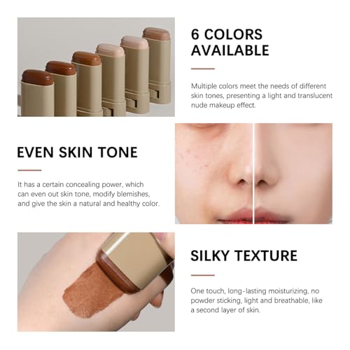 Beauty Balm Serum Boosted Skin Tint – Hydrating Tinted Moisturizer Foundation Stick, Portabl Moisturizing Contour Stick for Face Makeup (# 05) - Image 6